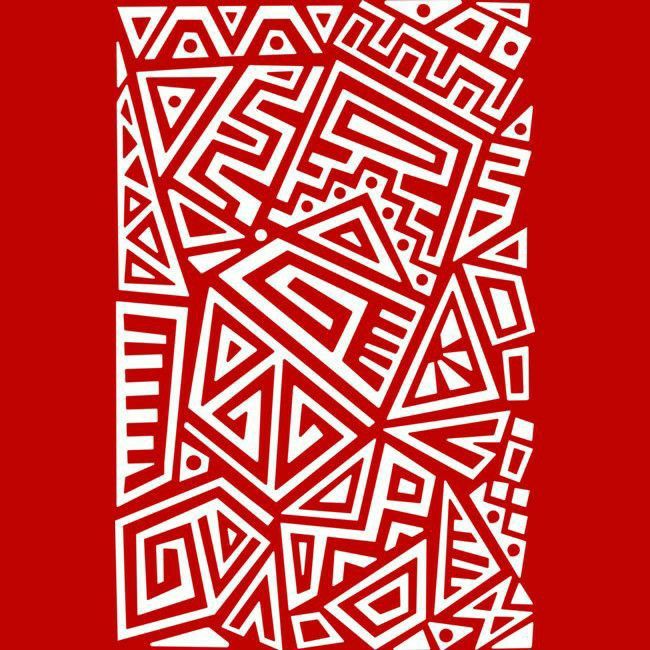 an abstract red and white pattern on a red background