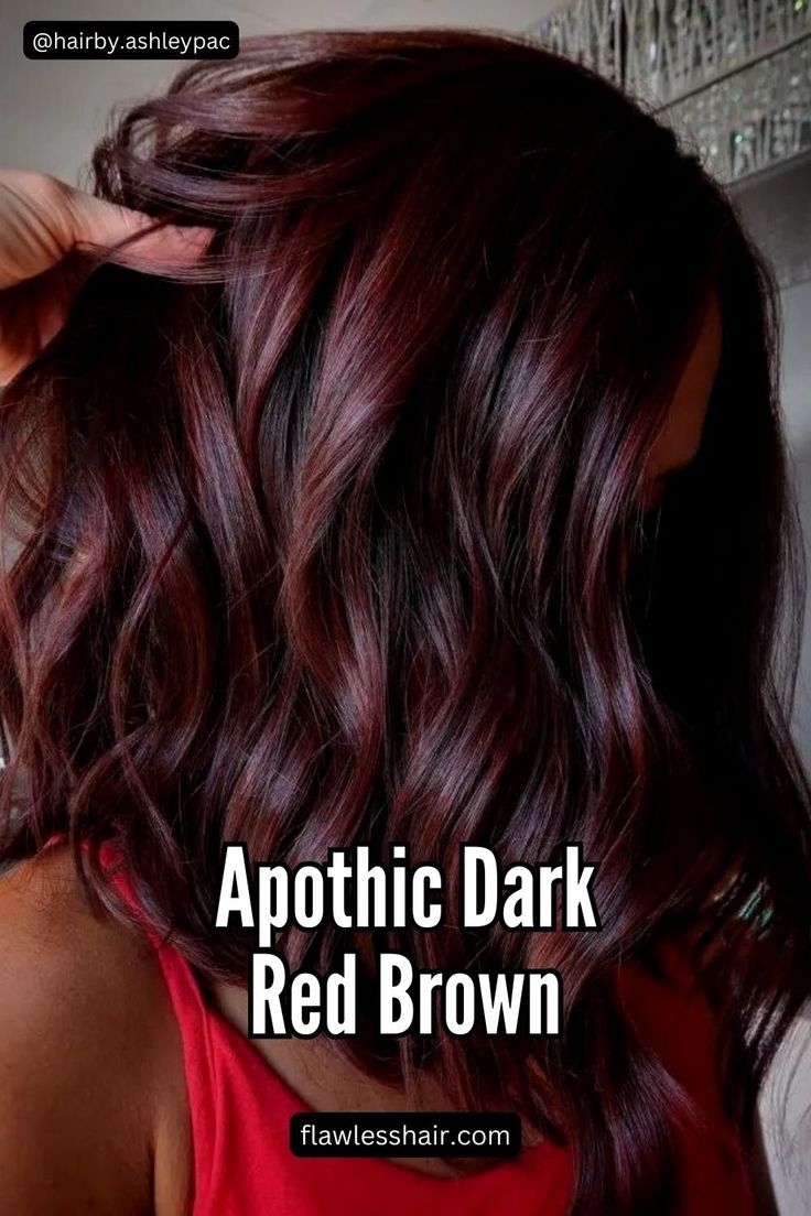 Apothic Dark Red Brown Dark Hair With Red Highlights, Red Brown Hair Color, Red Balayage Hair, Mahogany Hair, Trendy We Fryzurach, Rambut Brunette, Medium Haircuts, Hair Color Burgundy, Dark Red Hair