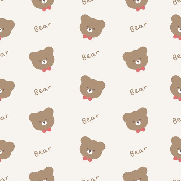 a pattern with teddy bears and the words bear written in small letters on them,