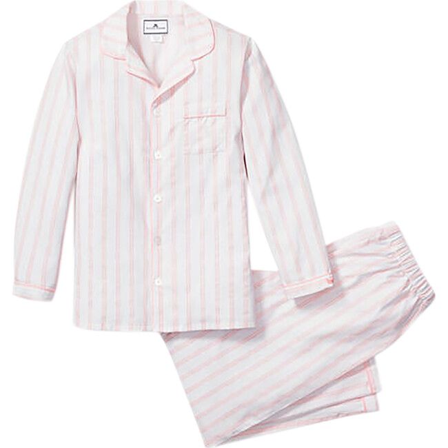 The sleepwear is made from the finest quality cotton and blended with just enough inherently flame retardant fiber to allow it to pass strict CPSC flame retardant laws without using harmful chemicals. The fabric is brushed for added softness, making the sleepwear feel absolutely luxurious, getting cozier after each wash. | Petite Plume | Pajama Set, Pink Stripe (White, Size 3Y) | Maisonette collects the best children’s products from around the world (unlike Zulily, Etsy, The Tot, Farfetch Kids, Kids Silk Pajamas, Striped Pjs, Pink Playful Sleepwear Sets, Victoria Secret Pink Striped Pajamas, Kids Silk Pyjamas, White Pyjamas Kids, Sleepwear Dress, Swimming Bathing Suits, Buy Buy Baby