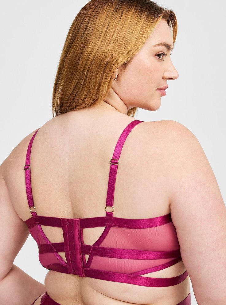 Matching Style(s): Search 42165177 FIT Underwire. Low coverage. Adjustable straps. MATERIALS + CARE Nylon knit fabric. 93% nylon, 7% spandex. Wash cold; line dry. Imported. DETAILS Strappy caged detail. The best plus size women's strappy vixen elastic cup underwire bra bras in berry blend made of lace. Torrid is your destination for cozy fall and winter clothes to keep you warm and comfortable. Nylon Bra With Spaghetti Straps, Nylon Spaghetti Strap Fitted Bra, Fitted Nylon Bra With Spaghetti Straps, Fitted Nylon Bra With Mesh Back, Party Bra With Removable Pads In Nylon, Fitted Full Coverage Nylon Bra, Party Fitted Nylon Bra, Party Nylon Fitted Bra, Nylon Bra With Adjustable Straps