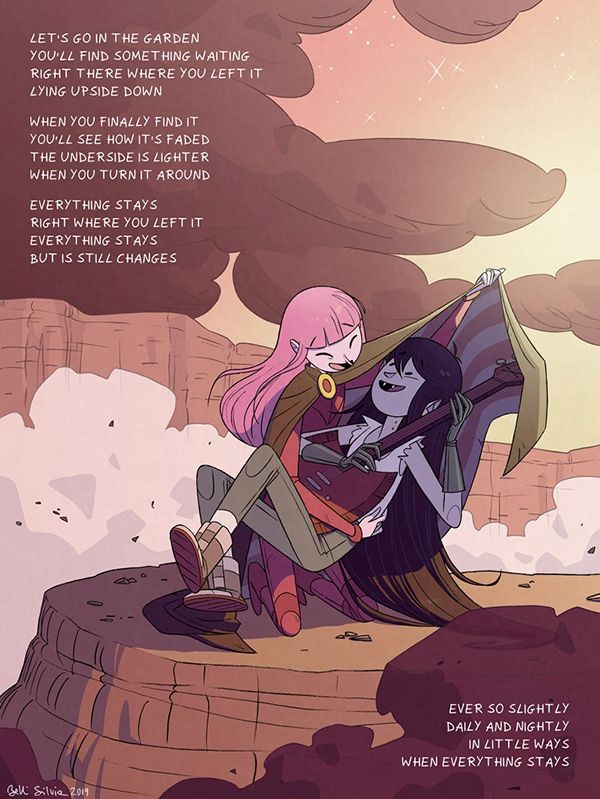 Bubbline (Adventure Time) - Fan Art on Behance Adventure Time Everything Stays, Everything Stays Tattoo Adventure Time, Everything Stays Tattoo, Everything Stays Adventure Time, Adventure Time Tattoo, Adveture Time, Rebecca Sugar, Marceline And Princess Bubblegum, Land Of Ooo