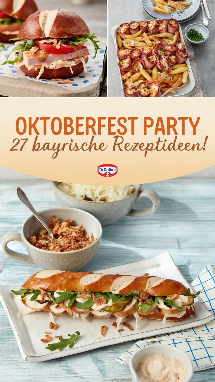 Wir haben unsere liebsten Ideen, wie die zünftige Oktoberfest-Stimmung mit passendem Essen auch daheim gelingt, hier gesammelt. Dr. Oetker Rezepte, Oktoberfest Essen, Oktoberfest Rezepte, bayrische Rezepte, Bayerische Rezepte, Leberkäse Burger, Leberkäse Auflauf, Käsespätzle, Laugenbrezeln, Obatzda, Obazda, Kartoffelpuffer, Bayrische Hotdogs, Rettichsalat bayrisch, Flammkuchen Easy Oktoberfest Party Food, Oktoberfest Snack Board, Oktoberfest Snacks, German Food Oktoberfest, Oktoberfest Desserts, Oktoberfest Buffet, Oktoberfest Bratwurst, Oktoberfest Apps, German Restaurant