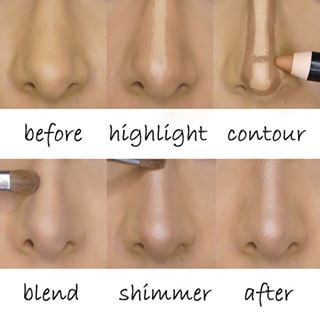 Nose contouring and strobing Teknik Makeup, Drag Make-up, Nose Contouring, Smink Inspiration, Makijaż Smokey Eye, Makeup Tricks, Face Contouring, Contour Makeup, Contouring And Highlighting