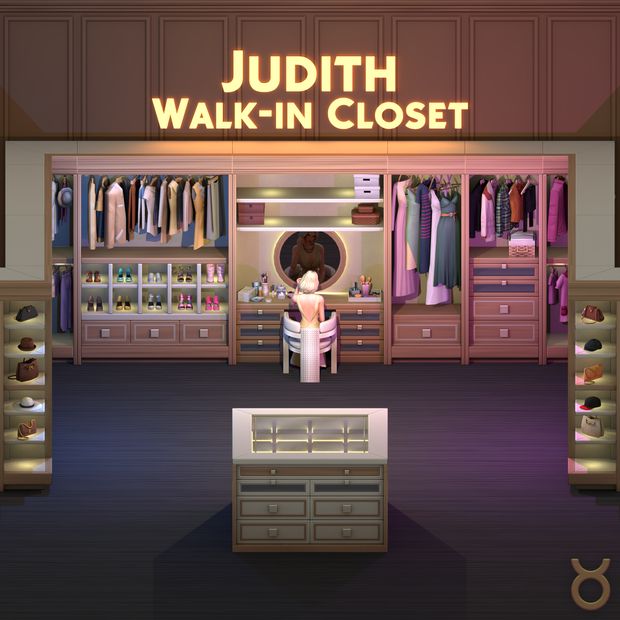 a woman standing in front of a walk - in closet