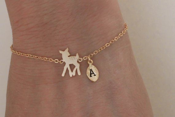 Deer Bracelet, Initial Bracelet Gold, Deer Jewelry, Gold Deer, Custom Bracelet, Bracelet Love, Personalized Bracelet, Jewelry Personalized, Owl Pendant