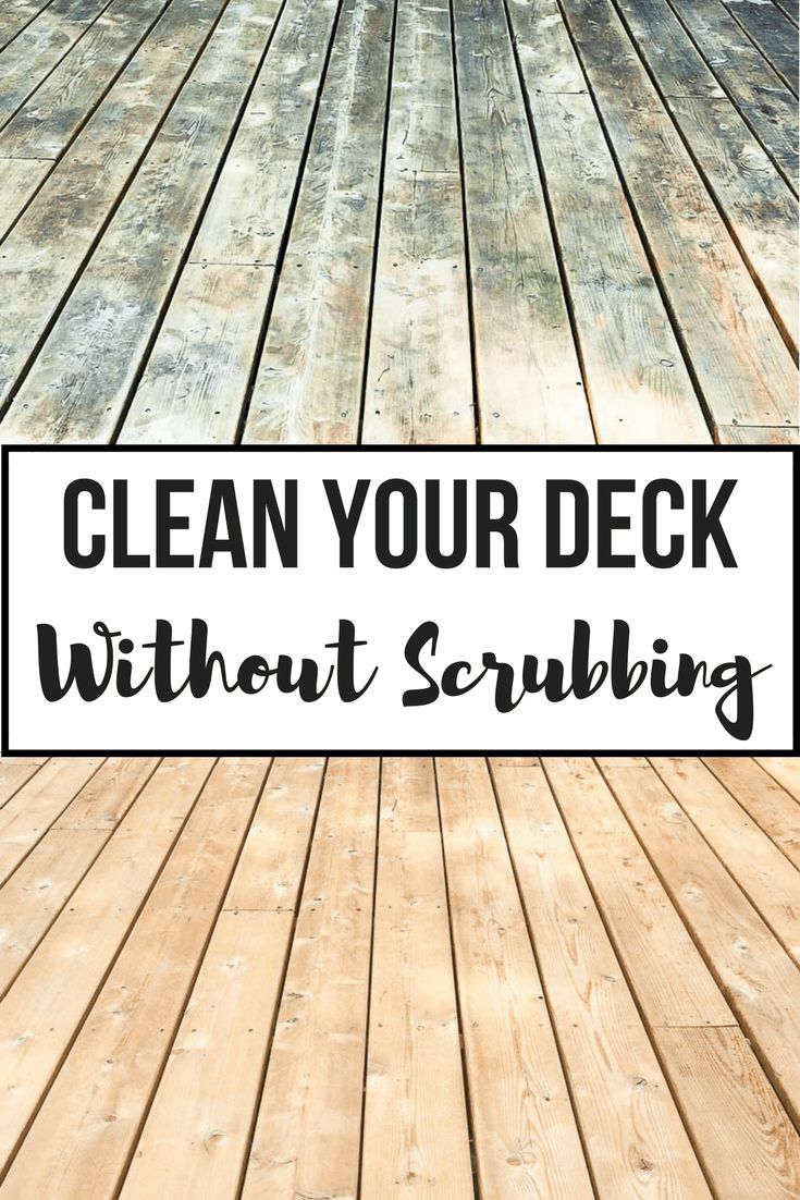 a wooden floor with a sign that says clean your deck without scrubbing on it