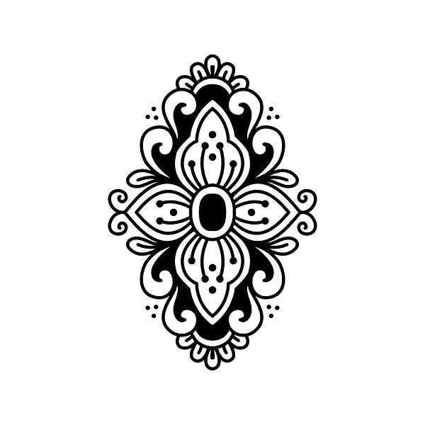 an ornate black and white design on a white background