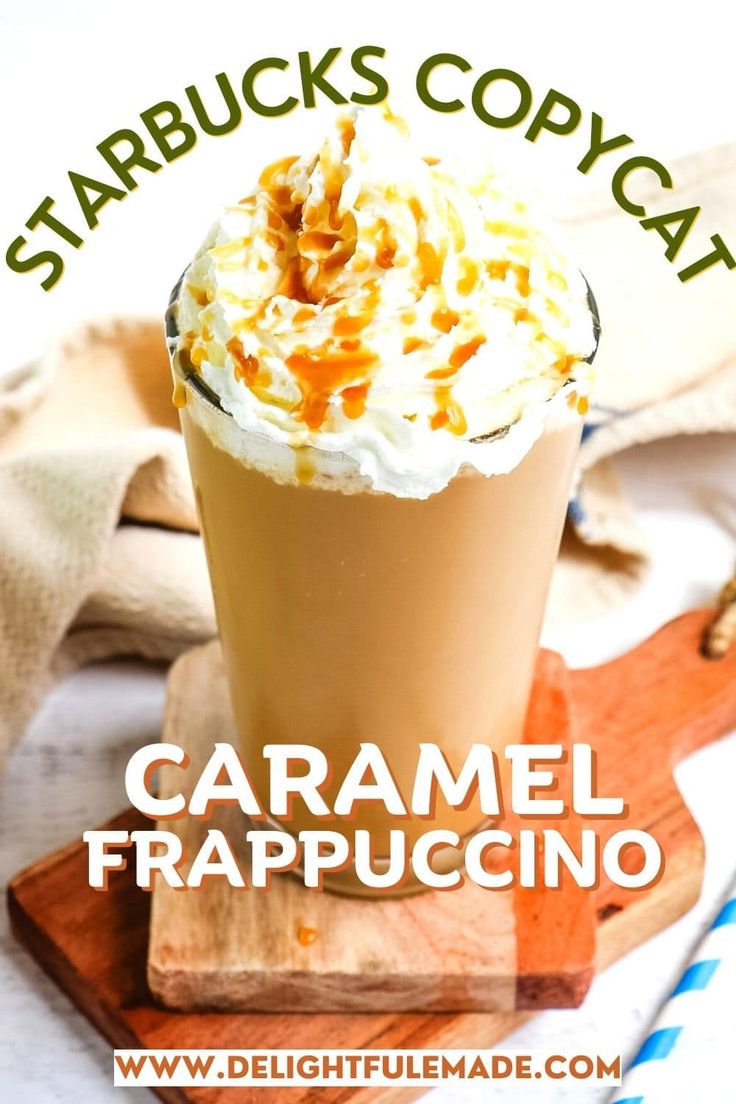 starbucks caramel frappuccino with whipped cream on top