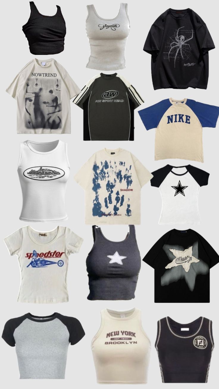 many different types of t - shirts are shown in this image, including one with an eagle on it