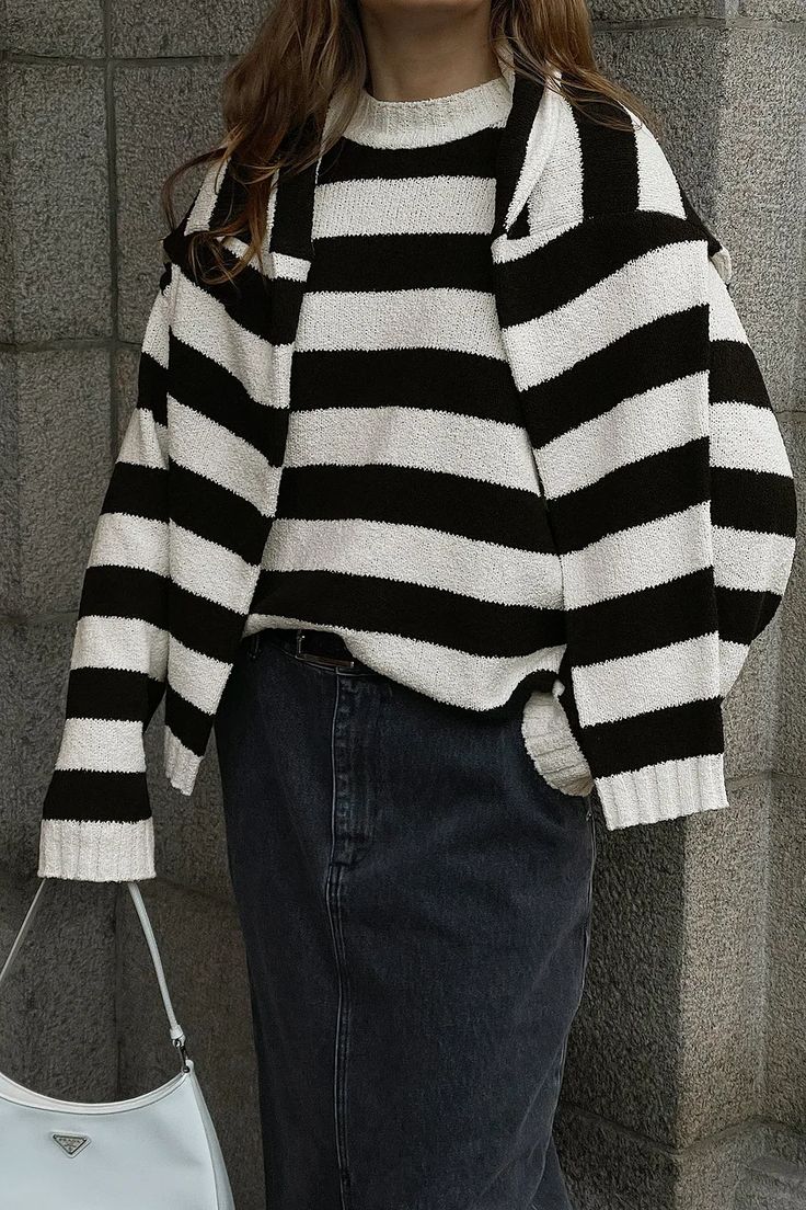 Oversized Knitted Sweater Stripe | NA-KD