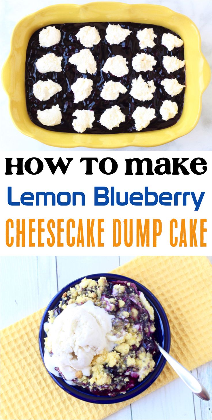 how to make lemon blueberry cheesecake dump cake with ice cream in the middle