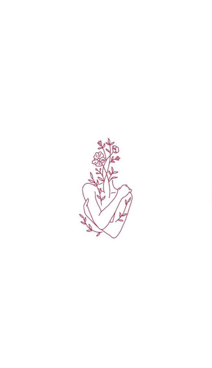 a drawing of a hand holding a bouquet of flowers in it's left hand