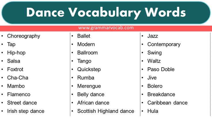 the dance vocaular words