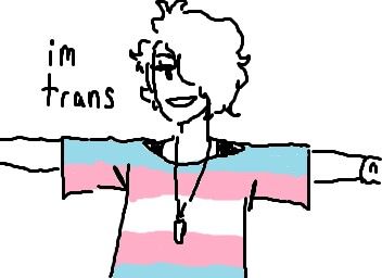 a drawing of a woman with her arms spread out and the words i'm transs above her head