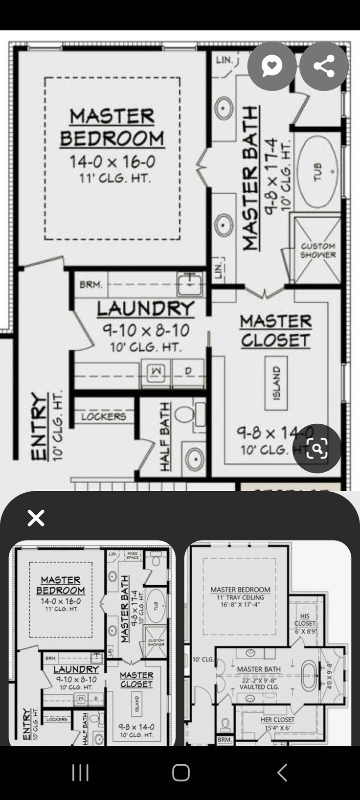 the floor plan for a home with two master suites and an attached laundry room area