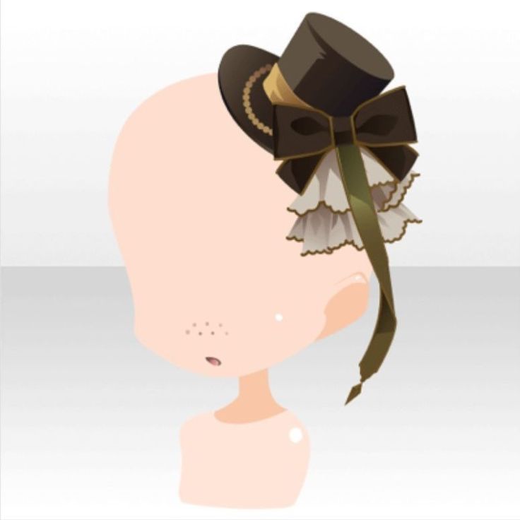 an animated image of a bald head with a hat on it's head and a green ribbon tied to the side