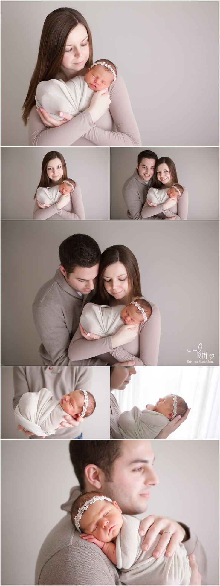 a man and woman are hugging each other while holding their baby in the arms,