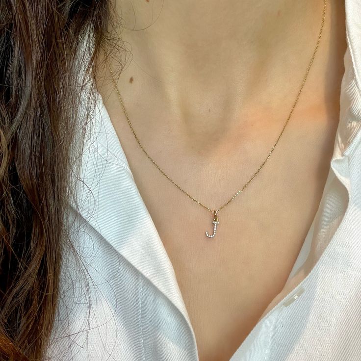 Necklace With J Initial, J Necklace Initial, J Initial Necklace, Letter J Necklace, Initial Necklace Diamond, Rose Gold Initial Necklace, Gold Letter Pendants, J Necklace, Gold Initial Necklace