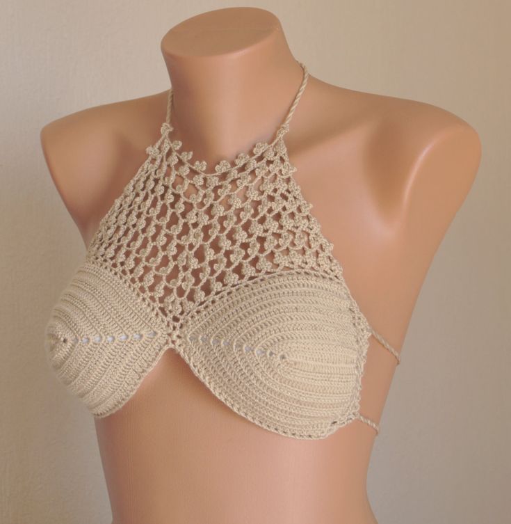 Crochet bikini top I made this adorable and feminine crochet high neck halter bikini top from 100 % mercerized cottons yarn. This hand crafted adorable crochet high neck halter festival bikini top is ideal at the beach or the pool.Also you can wear this crochet bikini top with shorts or denims in summer evenings to go to club or dinner. You can choose size during the purchasing. SIZE CHART; (XS) Extra Small: 81-84 cm / 32-33 inches US 30B I 32A I 32AA I 30C I 32B I 32A I 34AA EU 70B I 75A I 70B Feminine Crochet, Summer Bra, Crochet High Neck, Top Swimwear, Mercerized Cotton Yarn, High Neck Halter, Festival Pants, Buy Clothes Online, Adorable Crochet