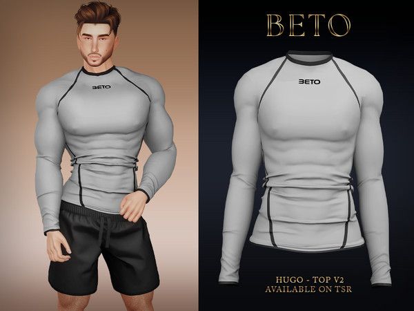 an image of a man in grey shirt and black shorts with the words beto on it