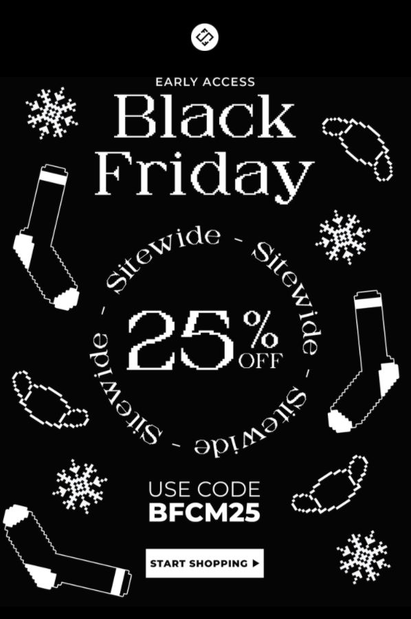 the black friday sale is up to 25 % off