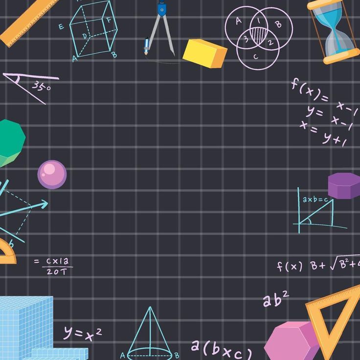 an image of various objects on a blackboard with graphing and numbers in the background