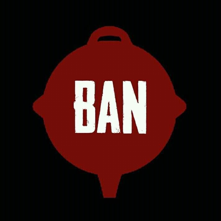 the word ban is written in white on a red piggy bank, against a black background