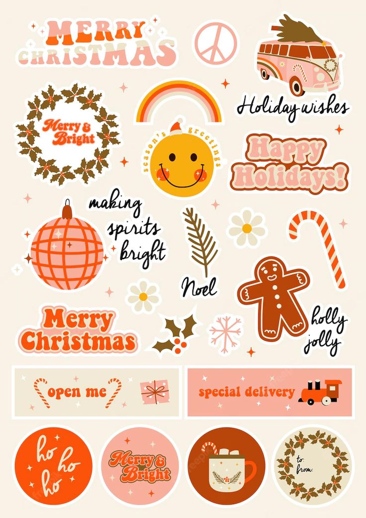 the christmas stickers are all different colors and shapes, but there is no image to describe