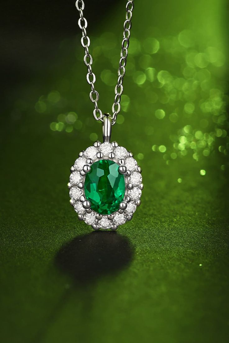 Experience timeless beauty with 1.5 Carat Lab-Grown Emerald 925 Sterling Silver Necklace. ✨A touch of elegance at LOVCIA. 💎 Discover more at https://lovcia.com     #Lovcia #LovciaJewelry #GiftsForWomen #Necklaces #NecklacesForWomen #Women'sNecklaces #PersonalStyle #JewelryForWomen #JewelryForGirls #GiftForHer #GiftForLove #SterlingSilverNecklaces #TimelessElegance #LOVCIAShine #925SterlingSilver Oval Necklace, Halo Pendant, Emerald Pendant, Emerald Necklace, Girls Jewelry, Gorgeous Necklaces, Silver Pendant Necklace, Sterling Silver Necklace, Sterling Silver Necklaces