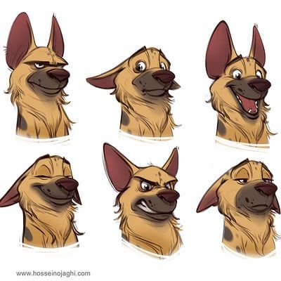 a set of cartoon dogs with different expressions