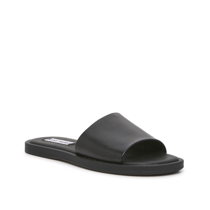 Steve Madden-Sienna Sandal Finish off any look with the classic Sienna sandals from Steve Madden. This pair features a simple slide silhouette that matches with anything from casual denim shorts to formal sundresses. Classic Slip-on Slides For Summer, Classic Slide Sandals For Vacation, Classic Slide Sandals For The Beach, Classic Spring Slide Slides, Classic Flat Slides For Spring, Classic Slide Mules For Spring, Classic Flat Slides For Summer, Classic Flat Slides For Vacation, Sleek Open Toe Sandals For Spring