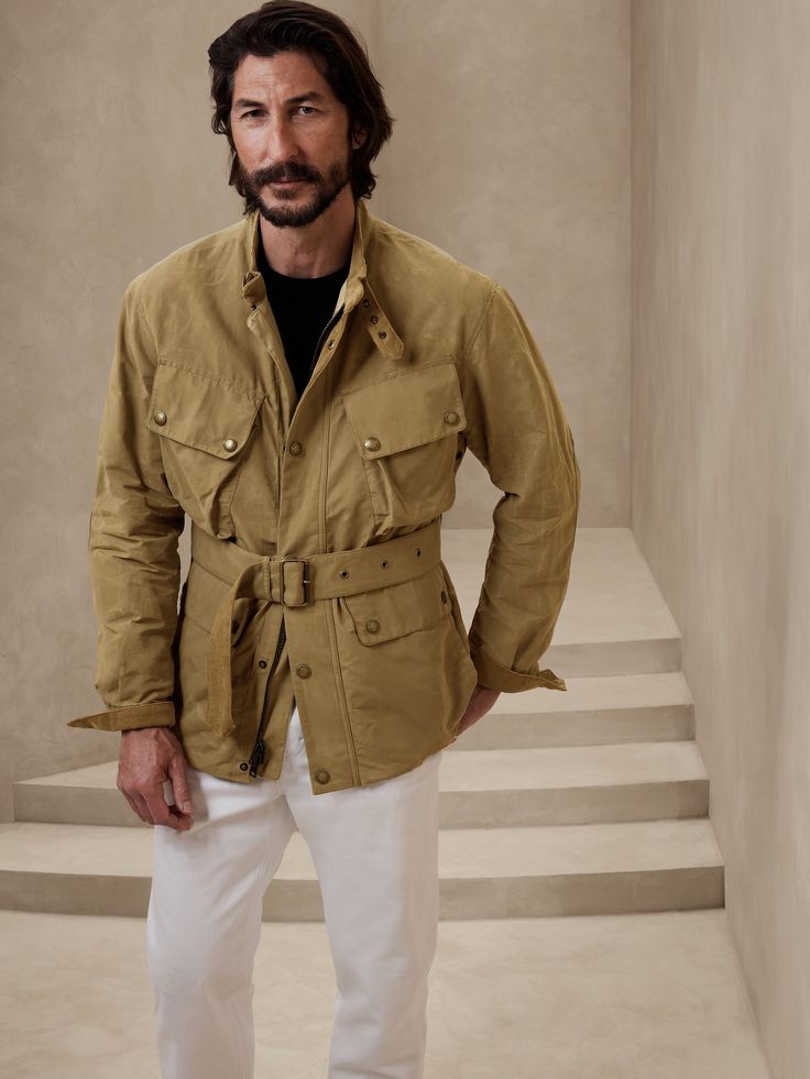 Tristan Utility Jacket | Banana Republic Luxury Men's Utility Jacket, Men Safari Jacket, Safari Jacket Men, Safari Jacket Outfit, Military Style Cotton Utility Jacket For Outdoor, Military Style Utility Jacket With Cargo Details For Outdoor, Royal Navy Submarine, Luxury Single-breasted Men's Utility Jacket, Safari Outfit