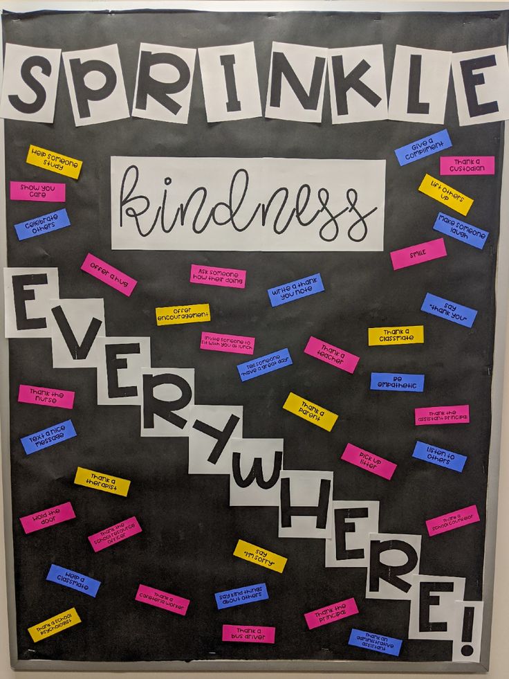 a bulletin board with words written on it