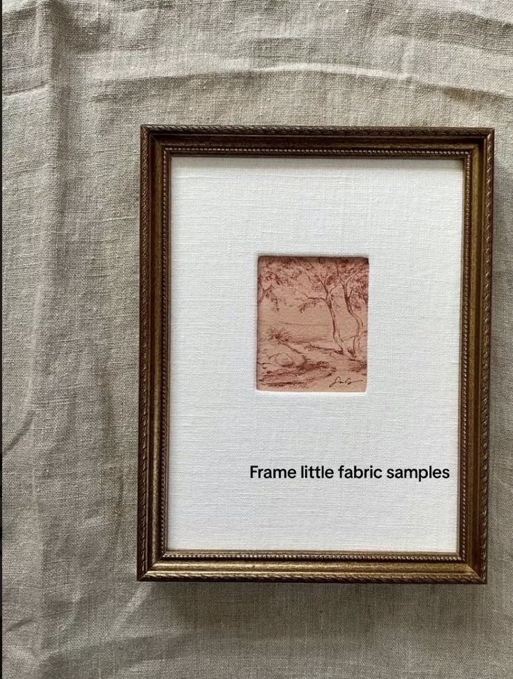 a frame that has some type of fabric on it with the words frame little fabric samples