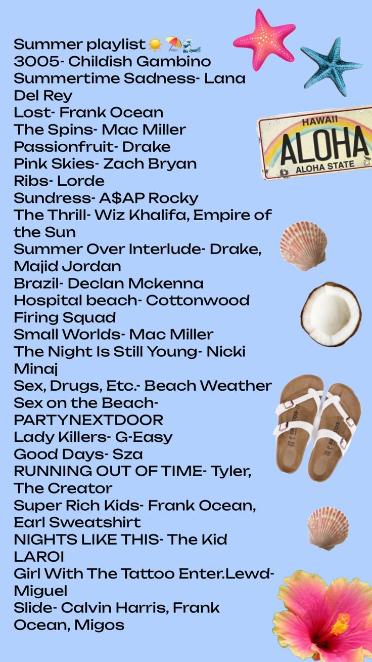 a poster with the names of different types of items on it, including shells and starfish