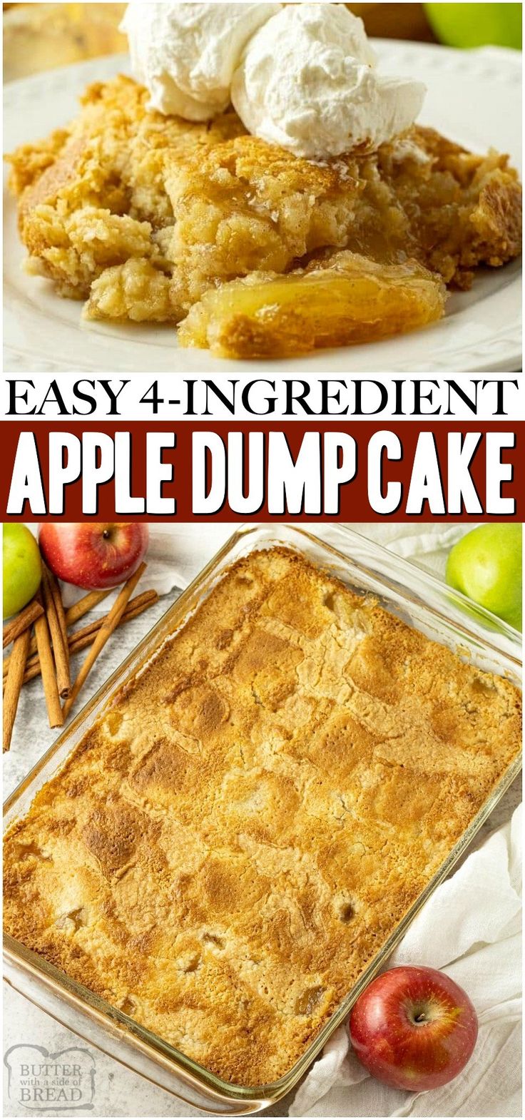 an easy 4 ingredient apple dump cake recipe