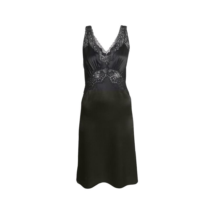 Saint Laurent lace-trimmed slip dress V-neckline Sleeveless Hem hits around the knee A-line silhouette  Silk Made in Italy Bergdorf Goodman, The Knee, Lace Trim, Saint Laurent, Slip Dress, Tops Designs, A Line, In Italy, Trim