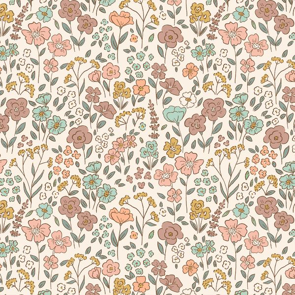 a floral pattern with many different colors and sizes