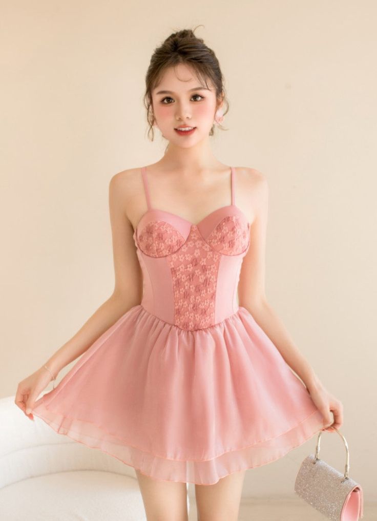 Get ready to captivate the beach crowd with romantic dress. This delightful swimsuit dress, in a soft pink hue, epitomizes sweet Lolita style with its solid pattern and detailed design. The push-up bra and sweetheart neckline not only enhance your figure but also offer all-day comfort. The beautiful ruffles and a delicate flower detail add a playful and feminine touch, setting you apart from the crowd. Color: PinkStyle: Sweet,LolitaPattern Type: SolidDetails: Ruffles,FlowerBra Type: Push UpNeckl Flower Bra, Skirt Swimsuit, Pink Summer Dress, Push Up Swimsuit, Detailed Design, Swimsuit Dress, Romantic Dress, Flower Detail, Sweet Lolita