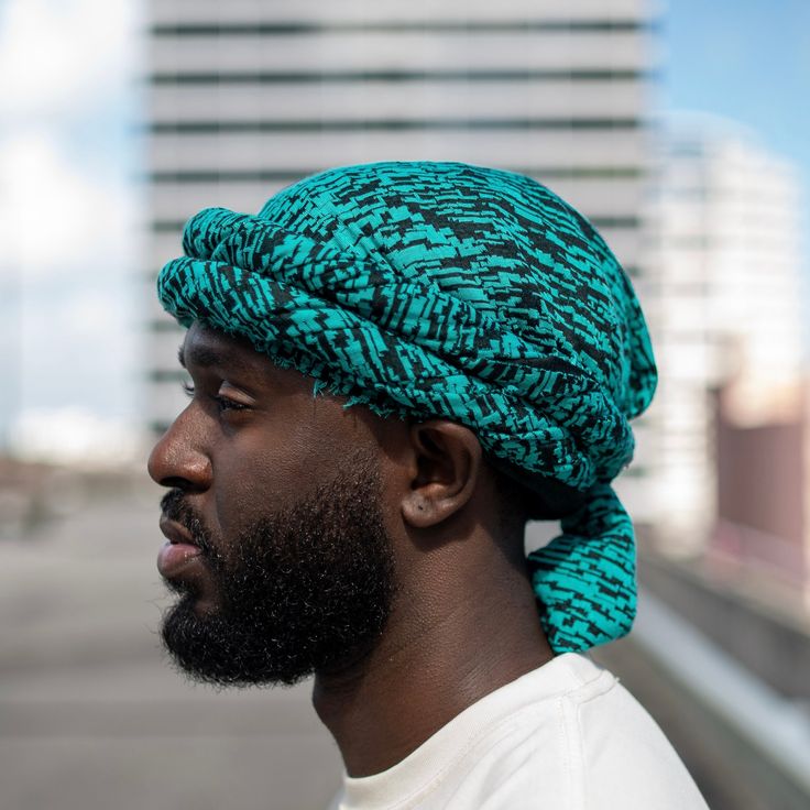 Sea green Male Turban. Made out of stretchable knitted material.  Cool on the head and also can be used to lay down hair.  You can style it multiple ways. Also unisex  It arrives in 78x20 length material which means you would have to tie it to your fitting on your head!  No problem very easy!  How to tie? Watch This Quick Video! https://www.youtube.com/watch?v=7vBSvOsq6Ac Arab Scarf, Sagging Pants, Shave My Head, Crown Hat, Sea Green, Skull Cap, Turbans, Hair Accessories Headbands, Head Scarf