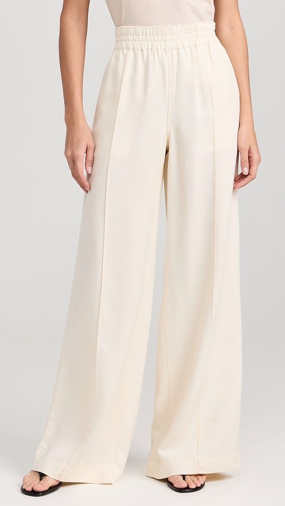 PAIGE Harper Pants with Elastic Waistband | Shopbop Wide Leg Bottoms With Seam Detailing For Spring, Elegant Wide Leg Pull-on Pants For Work, Seam Detailed Pants For Workwear, Chic Full-length Bottoms With Seam Detailing, Chic Full Length Bottoms With Seam Detailing, Wide Leg Bottoms With Elastic Side Panels For Work, Chic Full-length Pull-on Pants, High-waisted Pants With Seam Detailing For Spring, Classic Wide-leg Pants With Elastic Waistband