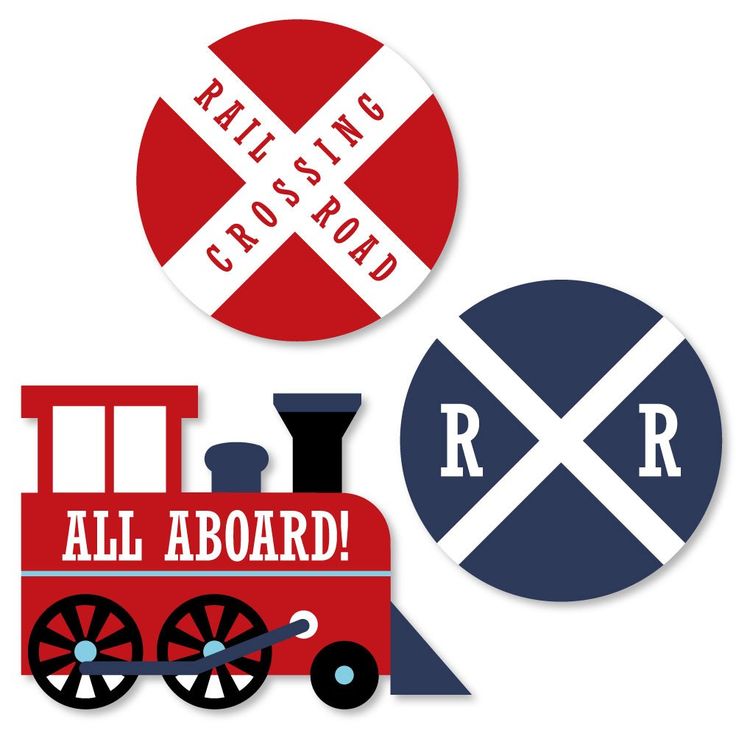 two railroad stickers on top of each other with the words railroad and railroad crossing