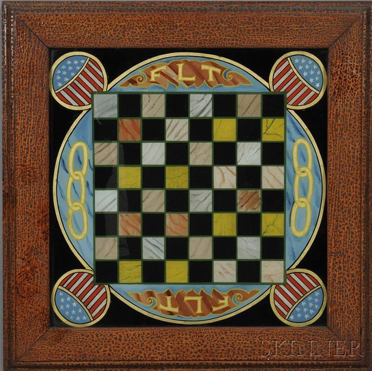 a chess board with an american flag on it