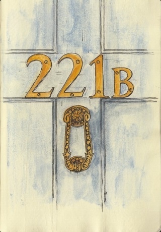 a drawing of the number twenty two in front of a door with a key on it