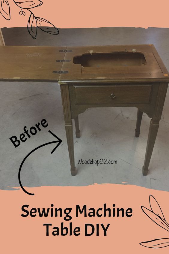 the sewing machine table diy is shown with instructions to make it easier for someone to sew