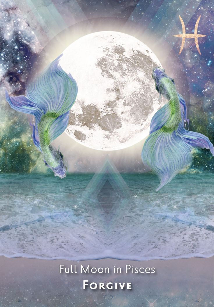 two mermaids in front of a full moon with the words, forgive and release