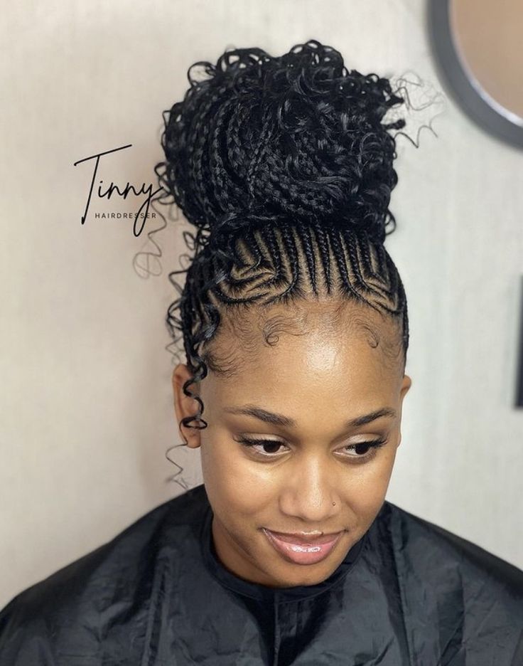 Small Cornrow Ponytail, Small Braid Ponytail For Black Women, Cornrow Rasta Braids, Half Cornrow Half Single Braids, Half Individuals Half Cornrows, Half Singles Half Cornrows, Feedin Braids Ponytail, Straight Up Hairstyles, Latest Hair Braids