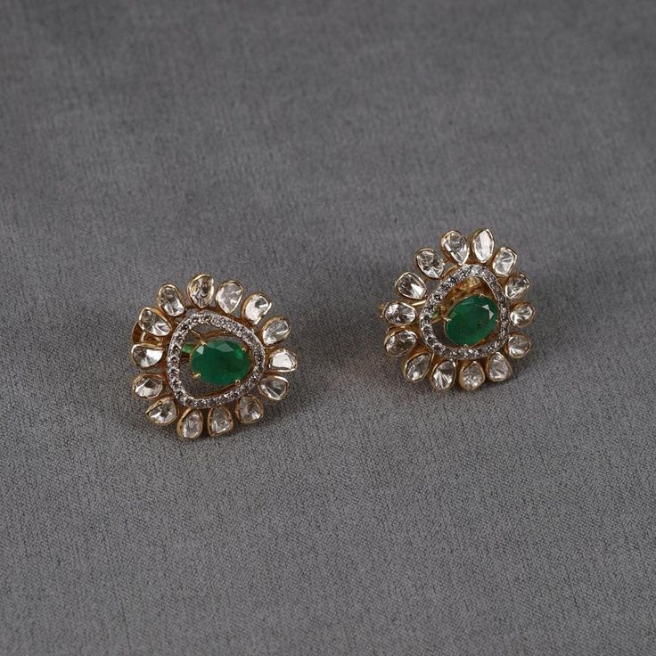 Nishika Diamond & Polki Studs Polki Drop Earrings, Victorian Polki Earrings, Changeable Earrings Gold, Diamond Earrings Studs Indian, Studs Earrings Gold India, Polki Studs Earrings, Victorian Studs, Diamond Ear Rings, Polki Rings