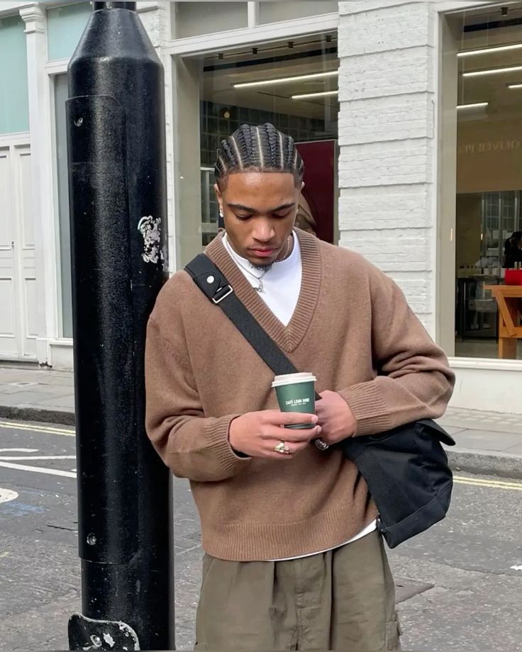 Classy Mens Fashion Aesthetic, Pic Inspo Instagram Men, Brown Fits Men, Black Guy Aesthetics, Black Male Outfits, Twist Hair Men, Cornrow Braids Men, Hair Twists Black, Braid Styles For Men